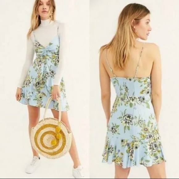Free People Happy Heart Ruched Mini Dress - Picture 1 of 5